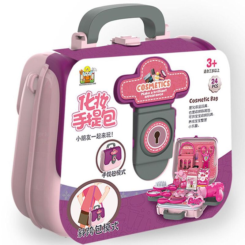 Children Pretend Play Toys Girls Boys Cosmetic Tools Hamburger Shoulder Bag