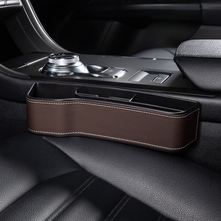 Car Seat Crevice Storage Box Mocha Brown Leather Principal Driver