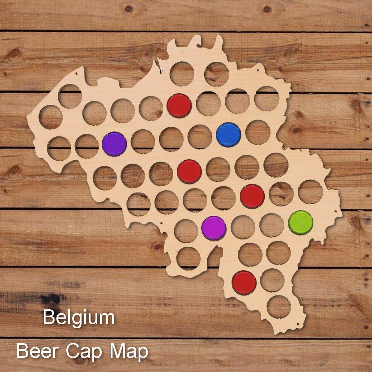 44 Holes Belgium Map Cap Bottles Cap Collection Holder Display Stain Craft