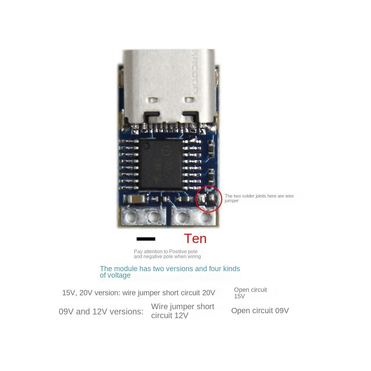 PDC004-PD Decoy Module PD230 To DC DC Trigger Extension Cable QC4 Charger Type-C PD Decoy 9V