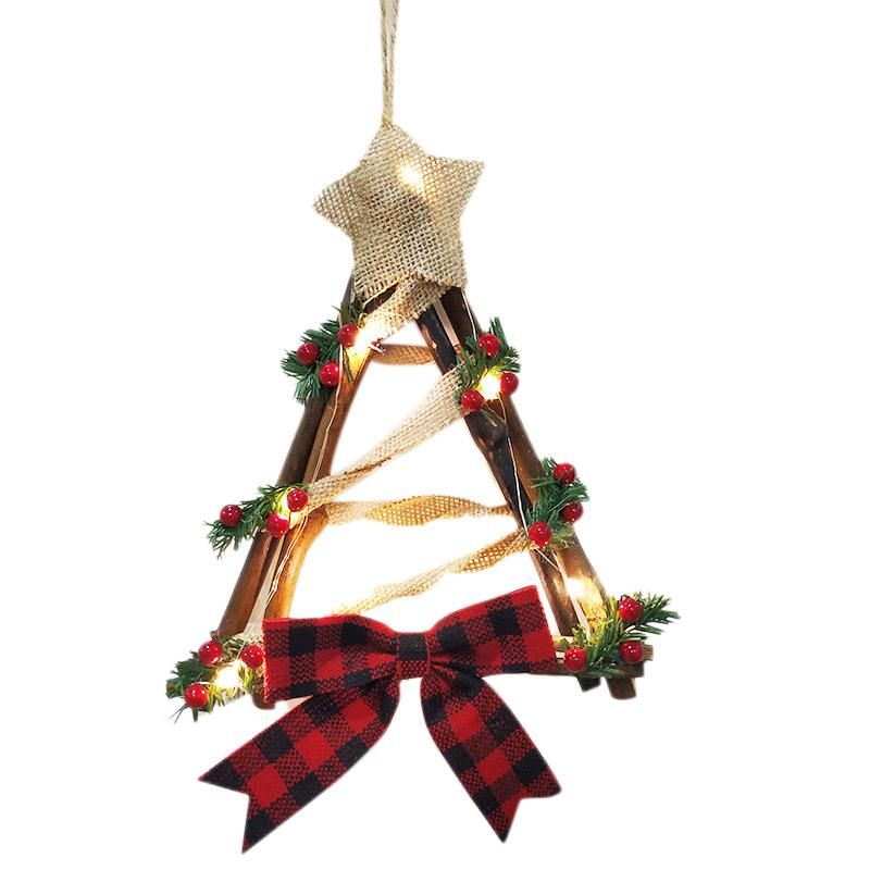Wreath Pendant LED Wreath Wall Hanging Triangular Rattan )
