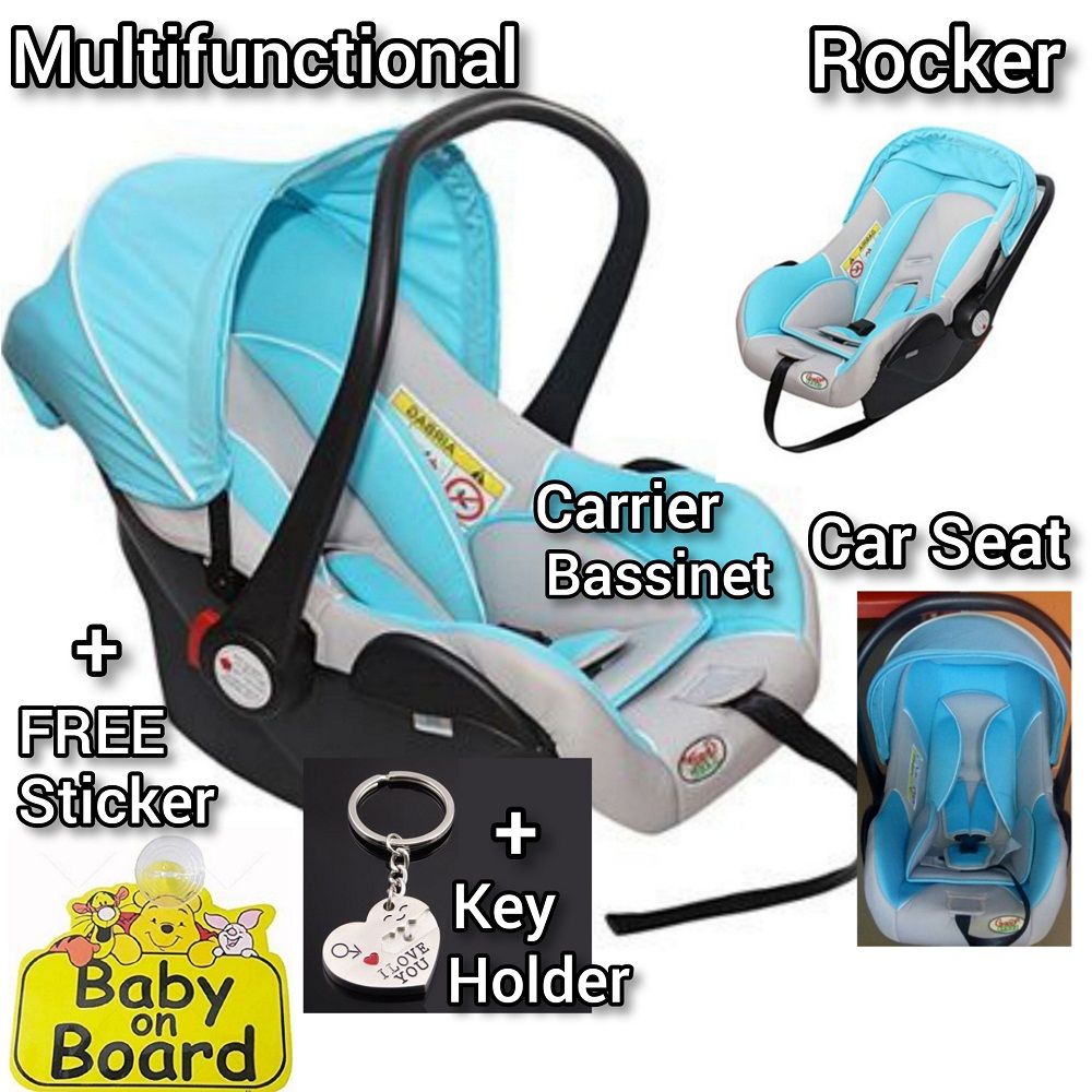 Baby Protective & Safety Car Seat/ Carrier & Rocker/ Carry Cot Carriage +Onboard Sticker+Key Holder