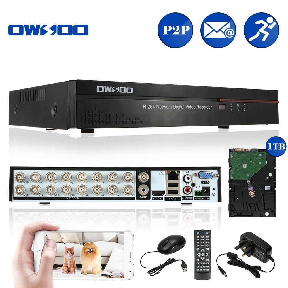 OWSOO 16CH Channel Full CIF H.264 HDMI P2P Cloud Network DVR Digital Video Recorder + 1TB Seagate Hard Disk support Audio Record Phone Control Motion Detection Email Alarm PTZ for CCTV Security Camera Surveillance System
