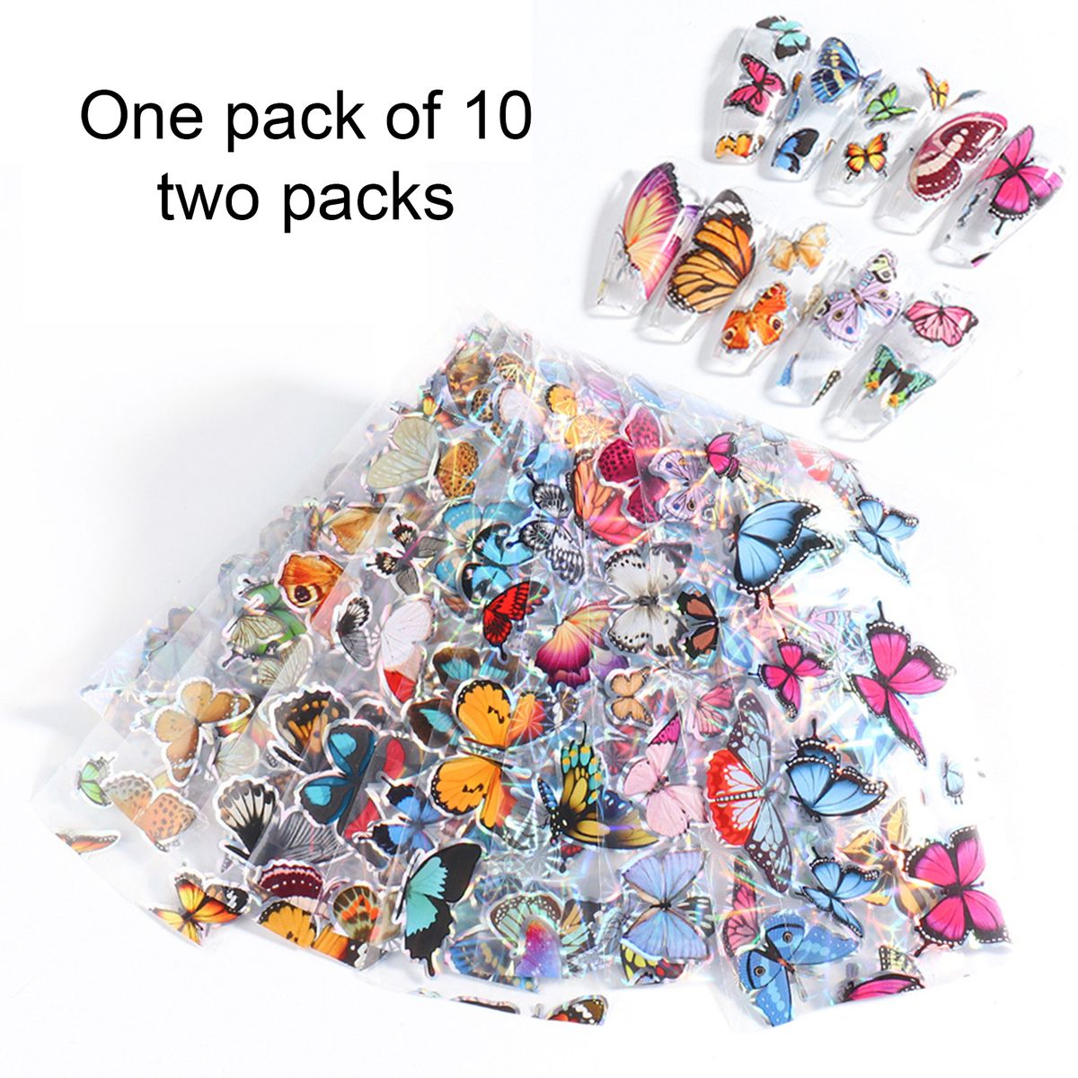 20Pcs Butterfly Design Nail Art Sticker Starry Sky Transfer-