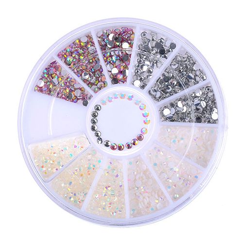 DIY 3D Nail Art Tips Decoration Charms Round Wheel Crystal-