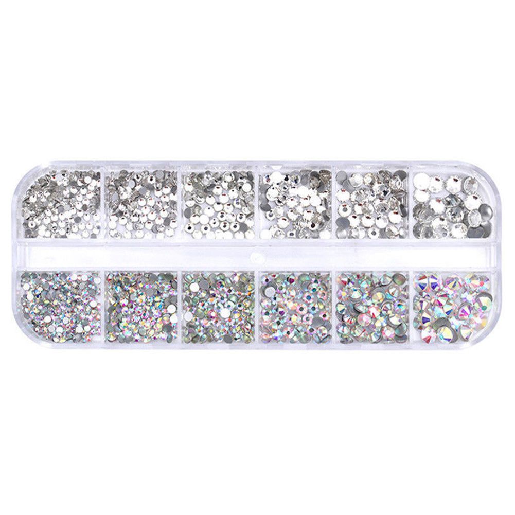12 Grids Glitter Transparent Flat Rhinestone Mixed Shiny-
