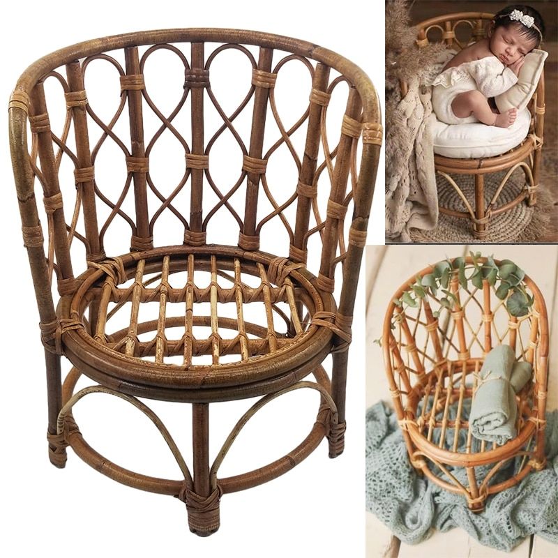 Newborn Photography Props Rattan Round Container Basket Chair Bebe Photo Accesories Recien Baby