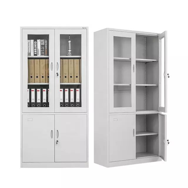 Half Glass Metal Bookshelf