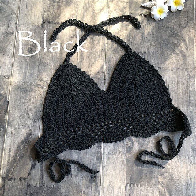 Sexy Women Summer Backless Crochet Knit Beach Bra Boho Bralette Deep Camis