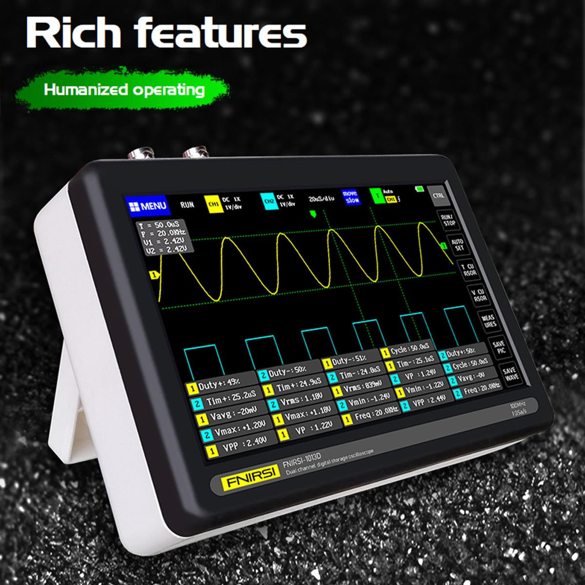 1013D Tablet Oscilloscope 2 Channels Professional