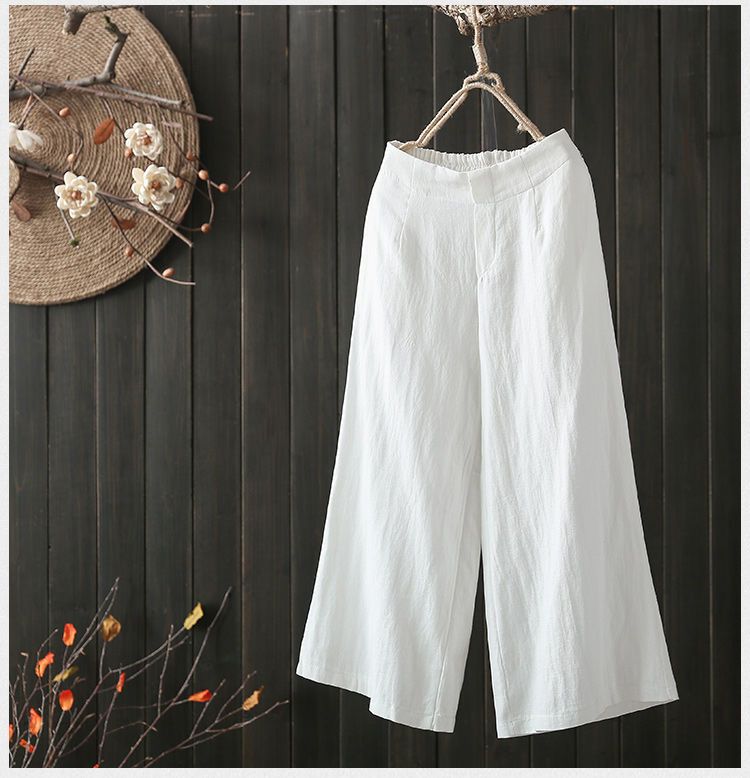 Large Loose Linen Pants Nine Point Linen Wide Leg Pants