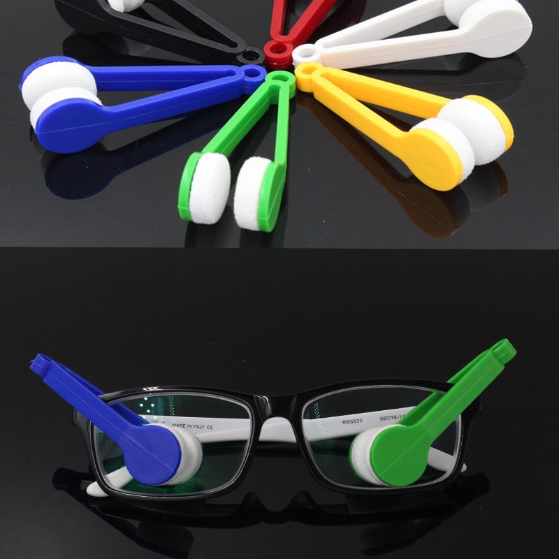 2pc Portable Handle Eyeglass Sun Glasses Microfiber Cleaner