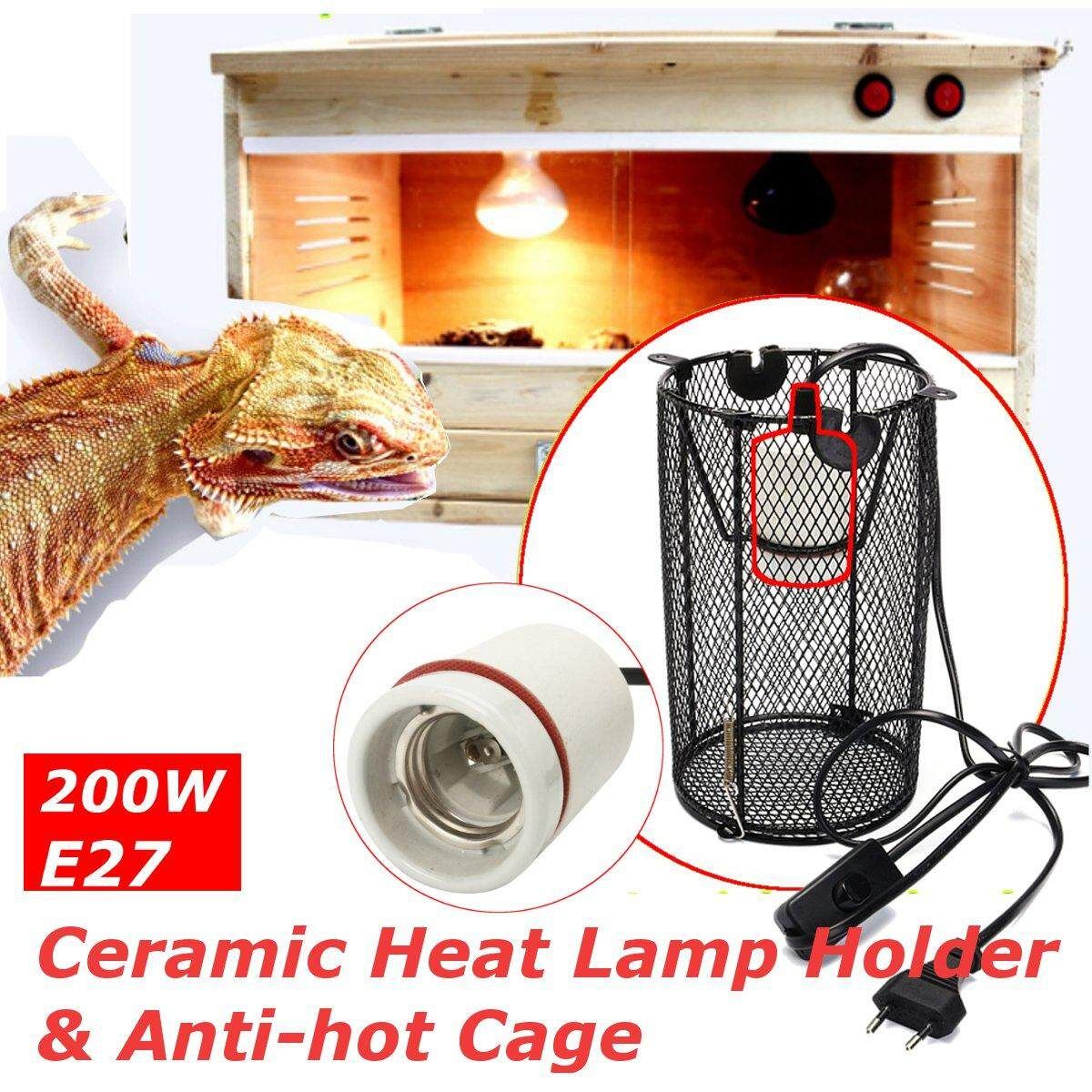 Reptile Ceramic Heat Lamp Holder Light Switch Cage For Snake Chicken Brooder Etc