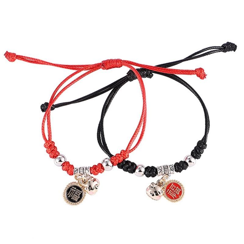Handmade Lucky Red Rope Bracelet Women'S Blessing Words