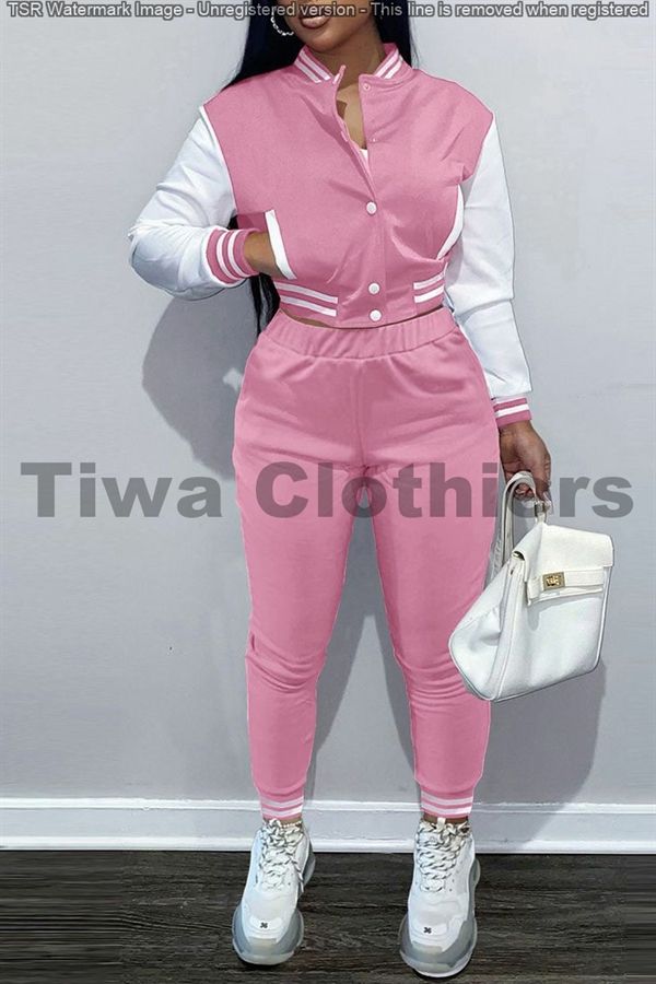 Trendy Up & Down Female Joggers, Perfect For Active Women - Fusal Pink & White