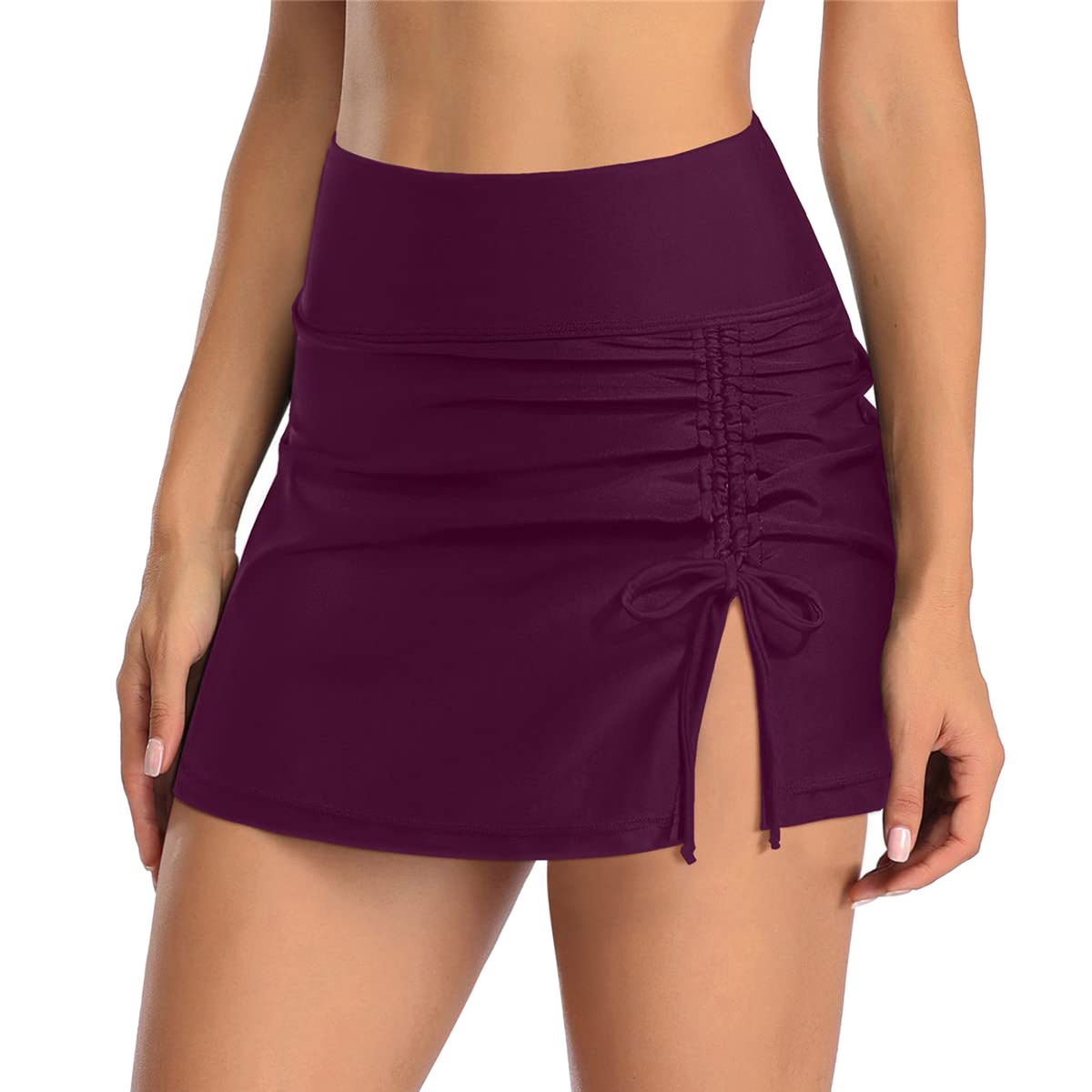 High Waisted Swim Skirt Women Bathing Suit Skirt Ruched