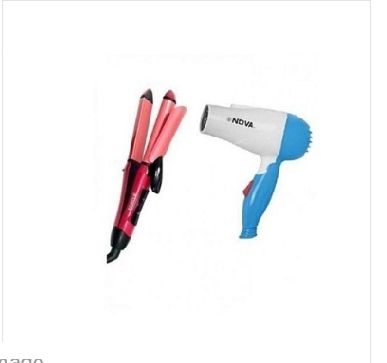 2 In 1 HAIR STRAIGHTENER AND CURLER WITH DRYER - BLUE