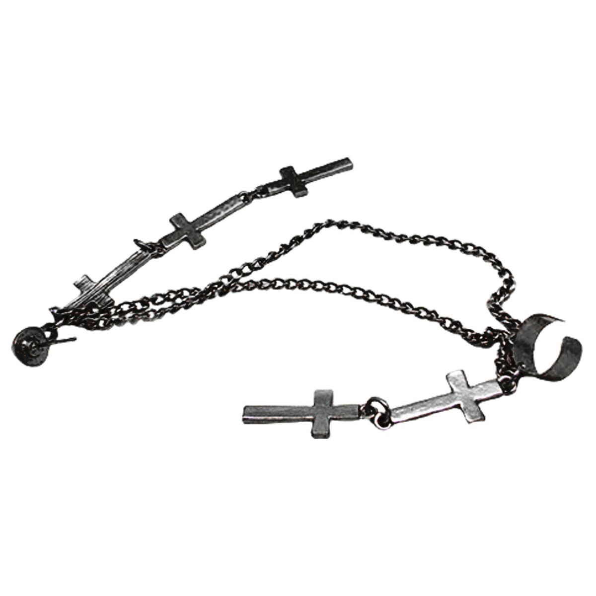 1Pc Ear Cuff Cross Dangle Versatile Alloy Women Fashion Punk Ear Crawler For Women-Black
