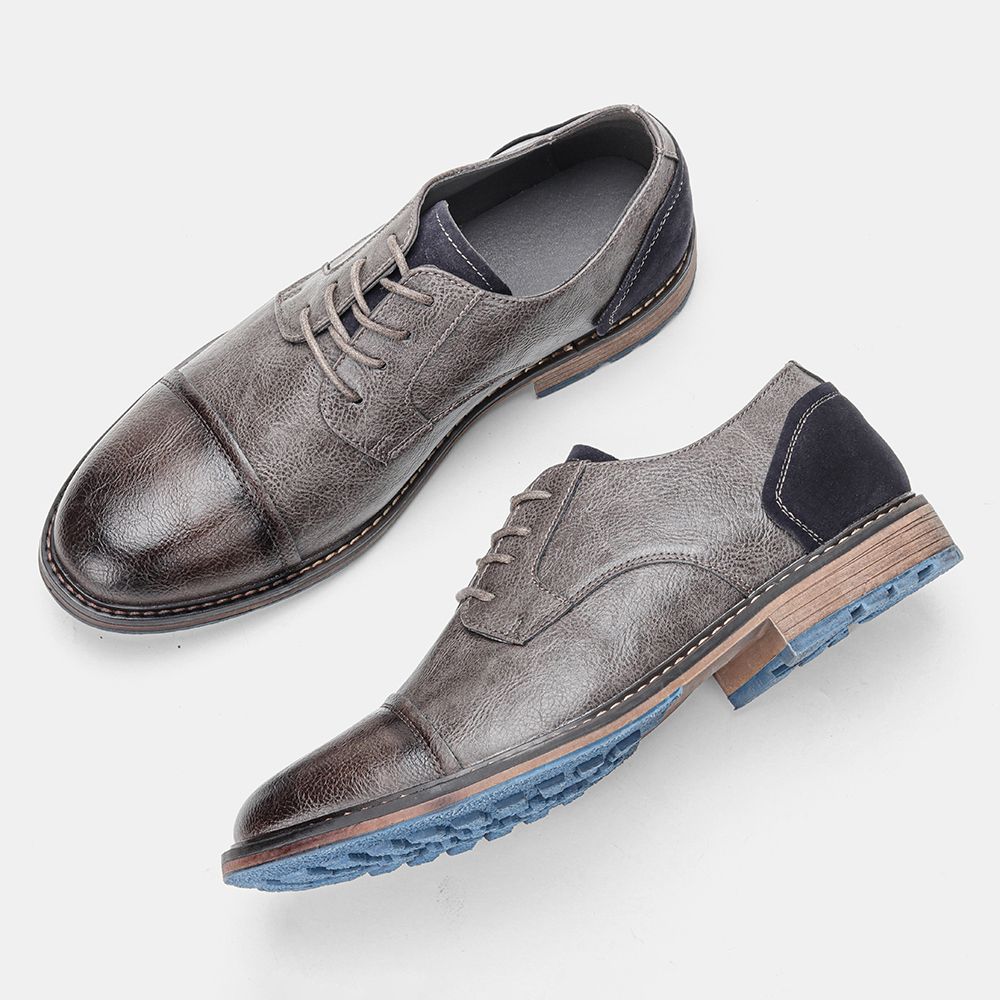 (Grey)Men's Casual Shoes Brand Comfortable Men's Leather Shoes New Design Derby Shoes For Men #AL66
