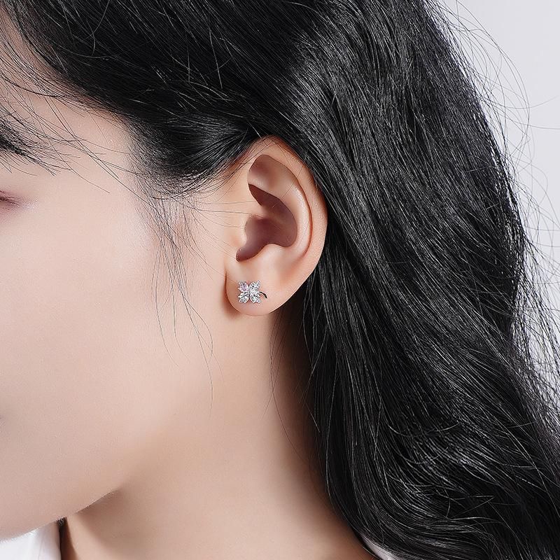 Original Design Lucky Four Leaf Grass Earrings for Women's Sen Series Sterling Silver s925 New Earrings