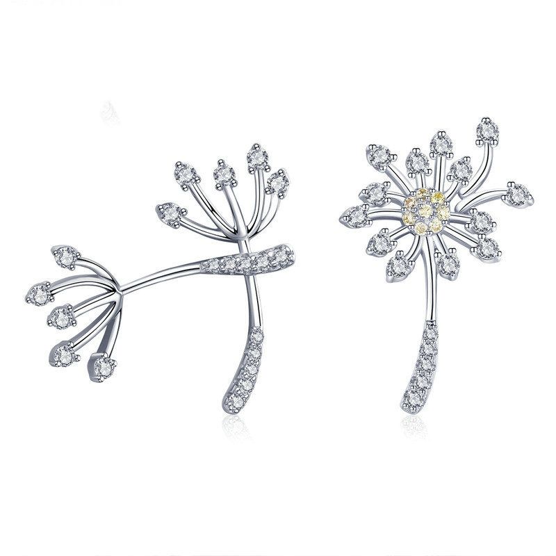 White Dandelion Love Platinum Plated Women Earrings
