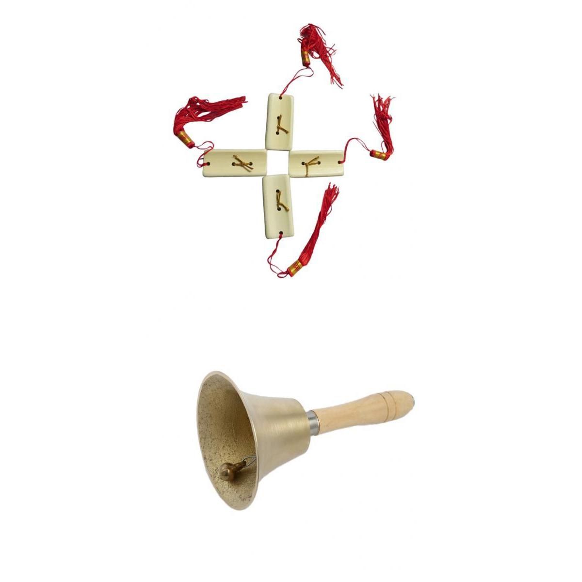 Wood Handle  Bell Handbell Bell With Finger Castanets Clappers