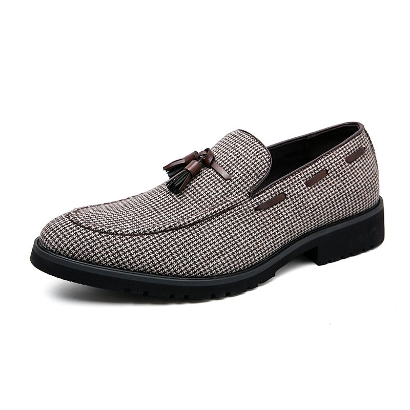 (Brown 841-18)Brand Design Men Suede Leather Shoes Moccasins Purple Tassel Pointed Men's Loafers Vi