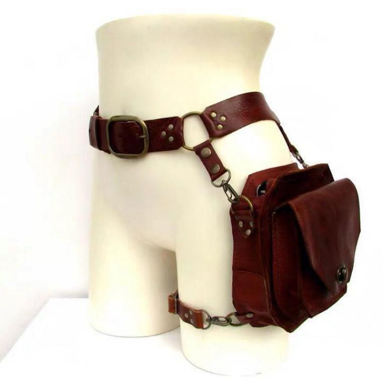 Pu Small Square Bag Women Satchel Cross Leg Bag Waist Bag Motorcycle Wind Side Bag Medieval Knight Personality Props Fanny Pack SAB
