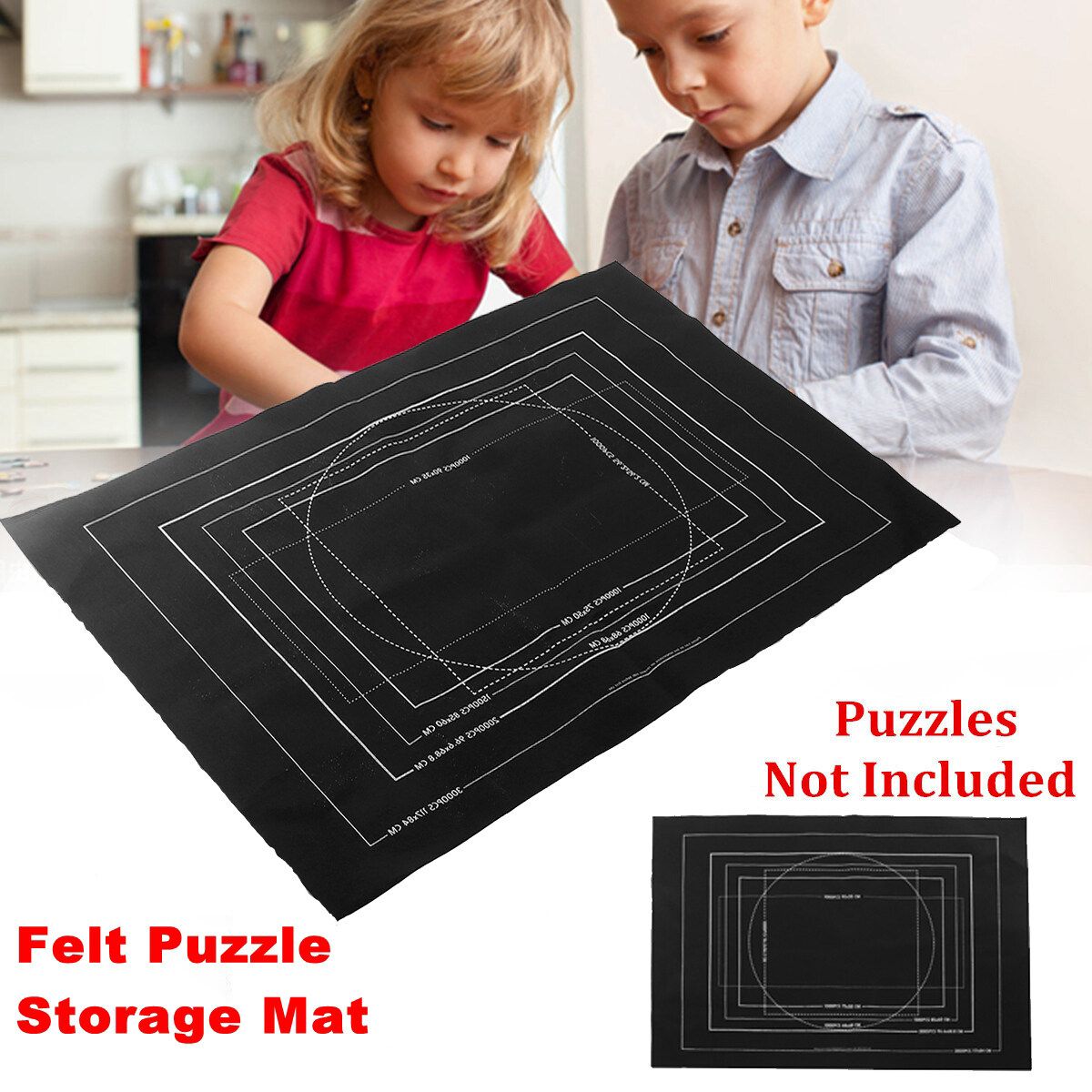 3000 Pieces Of Storage Blanket Felt Puzzle Storage Mat Felt Puzzle Blanket 100X140cm Black