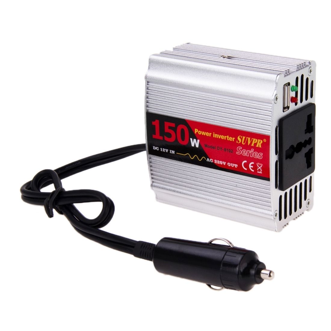 SUVPR DY-8102 150W DC 12V To AC 220V Car Power Inverter With 500mA USB Port & Universal Power Socket
