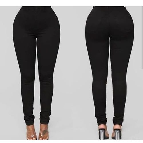 Skinny High Waist Jean Trouser For Ladies- Black