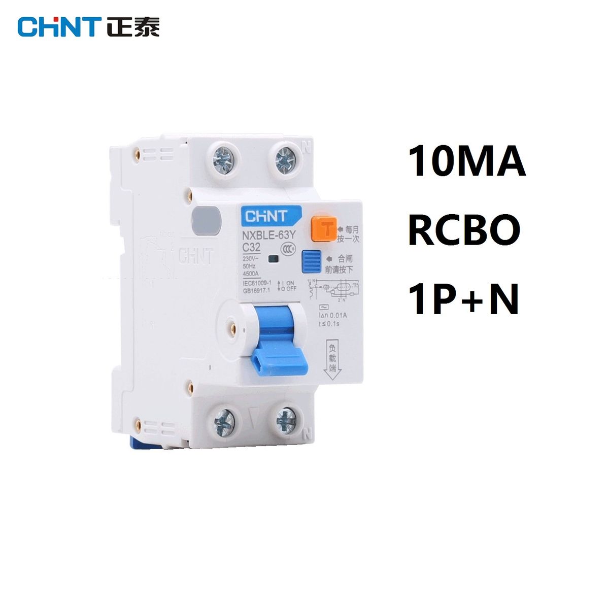 CHINT NXBLE-63Y 6A 10A 16A 32A 63A 10MA 0.01A RCBO 1P+N