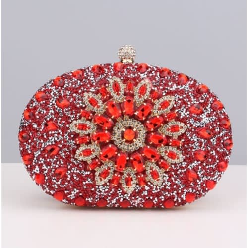 Ladies Clutch Purse With Chain - Red