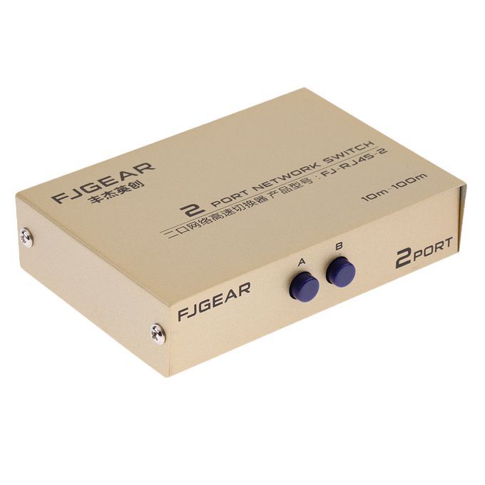 2Ports RJ45 Manual AB Sharing Network Switch Box Selector Splitter Hub