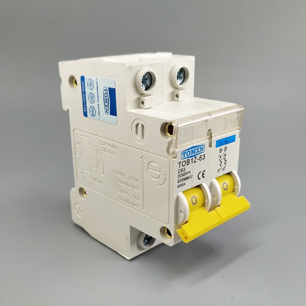 2P DC 600V Circuit Breaker MCB Curve Single Pole