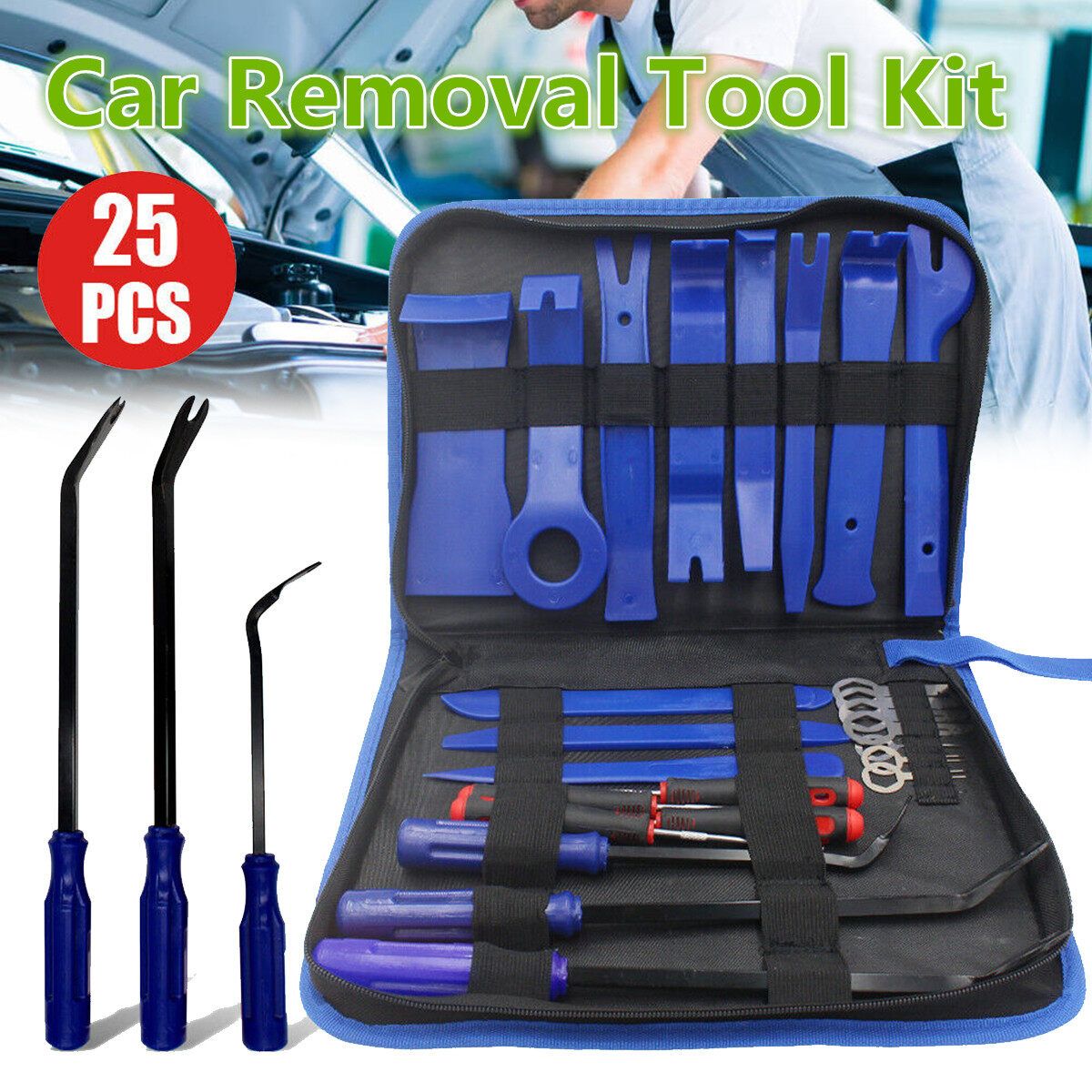 25PCS Car Trim Door Panel Removal Install Tools Molding Pouch Pry Interior