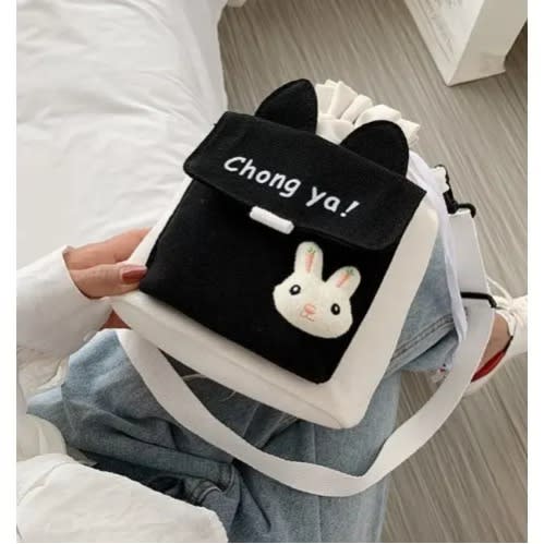Bucket Bag - Canvas Small Crossbody Bag - Black