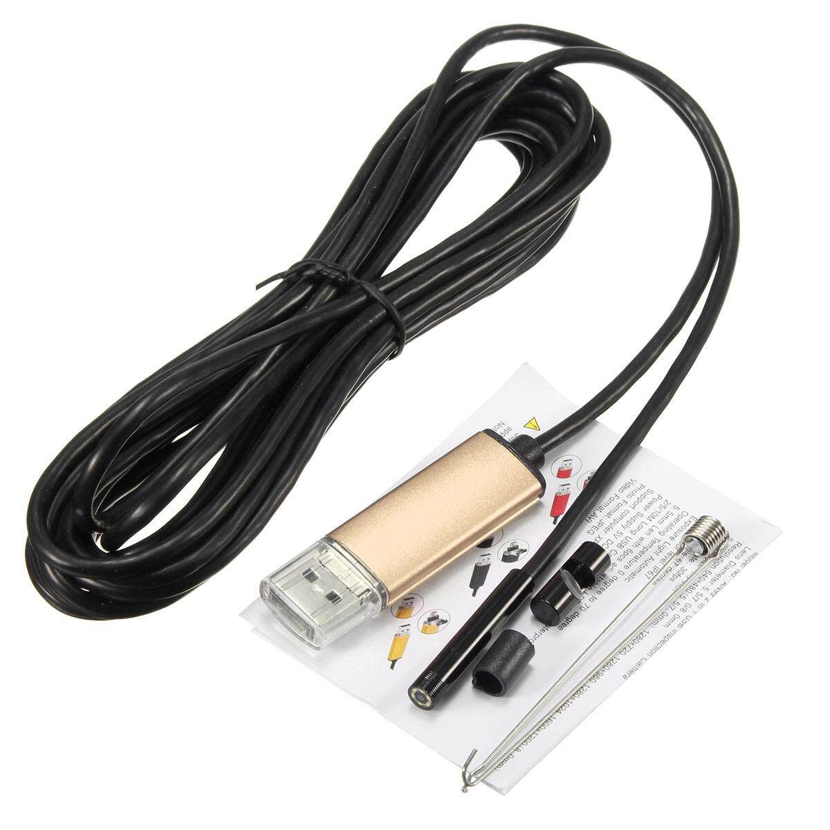 6 LED 5.5mm Lens 2IN1 Android Endoscope Waterproof Inspection Borescope Tube Camer 5M Gold Gold