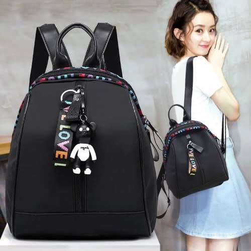 Ladies' Leather Backpack - Black