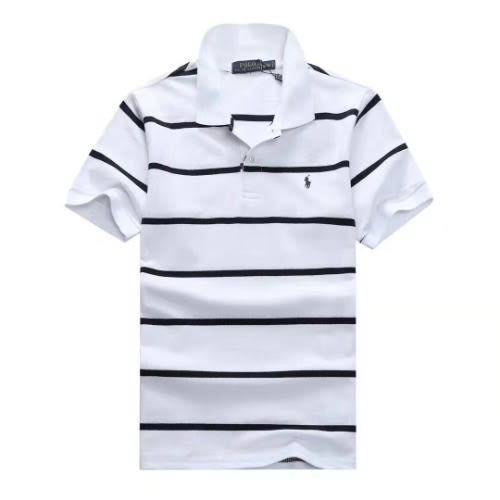 Mens Stripped Polo-white