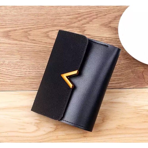 Women's Foldable Pu Leather Wallet - Black