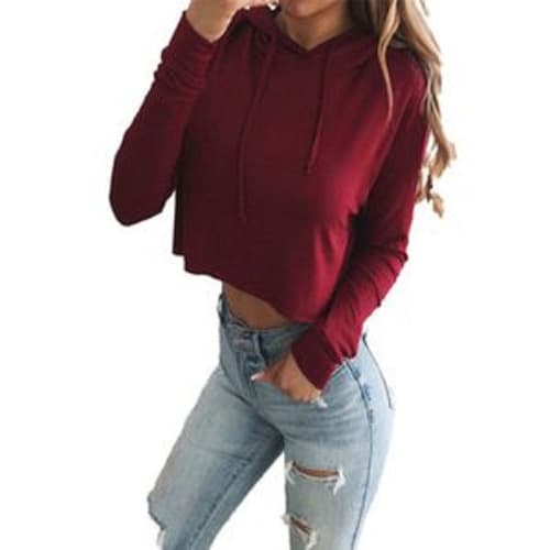 Women's Wine Free Waist Hoody Croptop