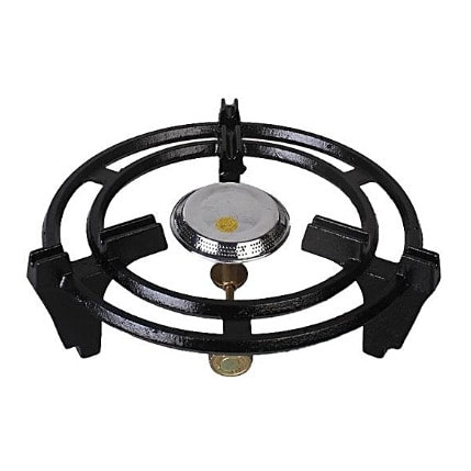 Anti-rust Sitter With Burner For 12.5kg & 6kg Camping Cylinder - Black/ Silver