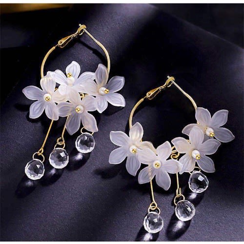 Large Circle Flower Tassel Earring For Women
