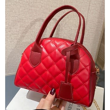 Rhombus Chain Handbag - Red