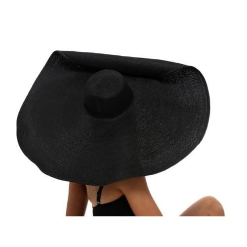 Large Brim Straw Hat - Black