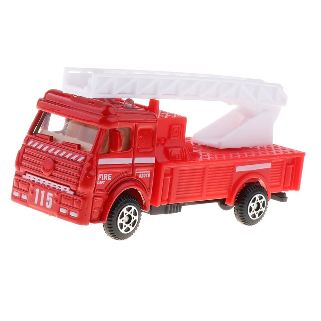 1:72 Diecast Cars Toy Fire Dept & Engineering Vehicles Ladder Truck