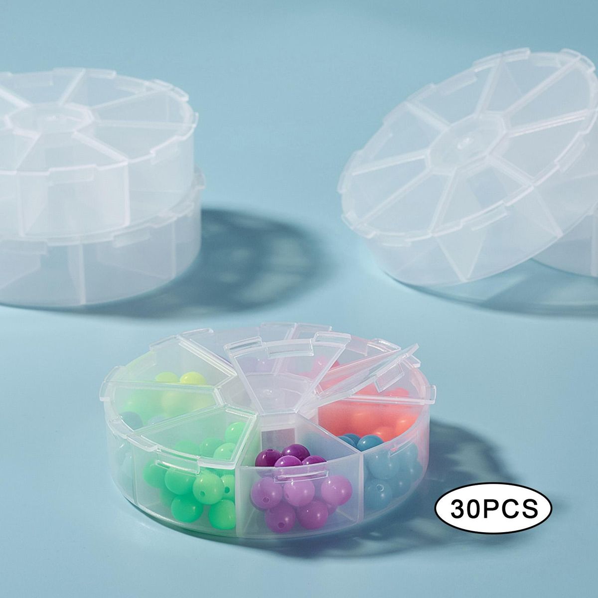 30 Pieces Transparent Jewellery Cases With Lid Beads Round Earring