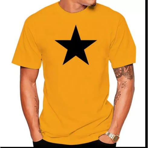 Star Print T-Shirts - Yellow
