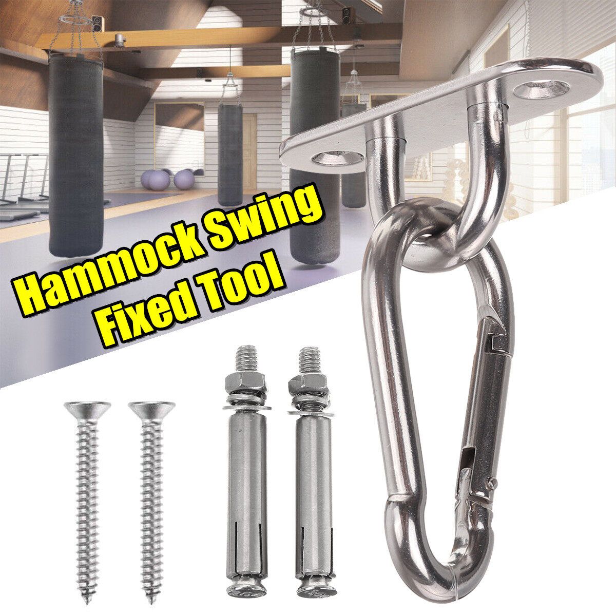 Stainless Steel Hammock Swing Hook Fixed Plate Hanging Chair Sandbag Buckles Tool Kit M8